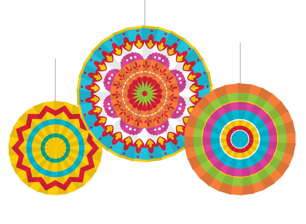 Fiesta Paper Fans - Set of 3