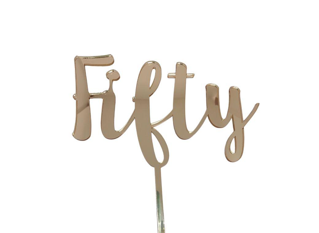 Fifty Cake Topper - Gold