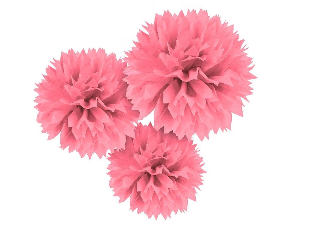 Fluffy Tissue Pom Poms 3pk - New Pink