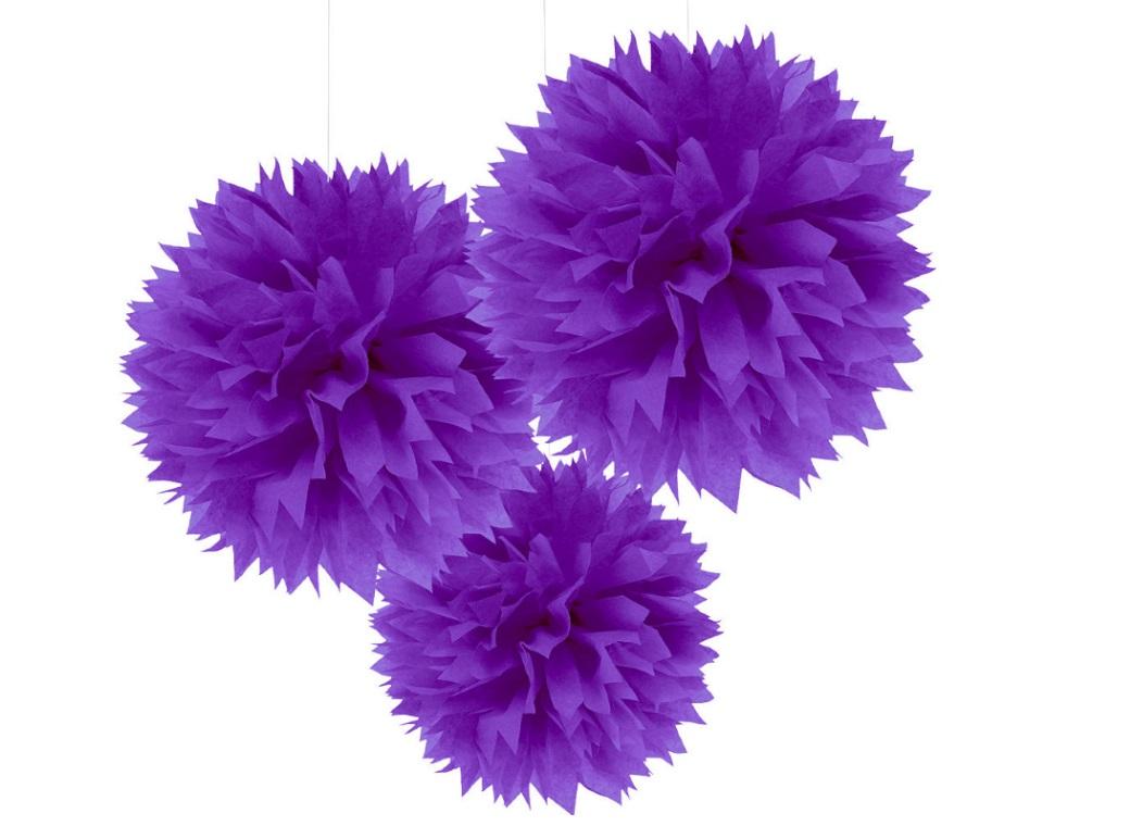 Fluffy Tissue Pom Poms 3pk - Purple