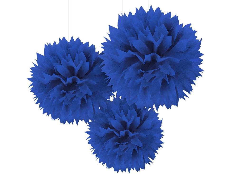 Fluffy Tissue Pom Poms 3pk - Royal Blue