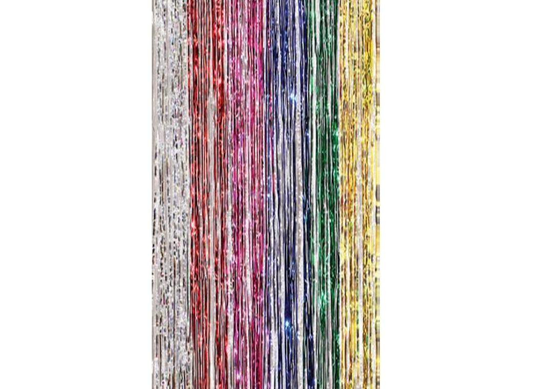 Multi-Coloured Foil Fringed Door Curtain