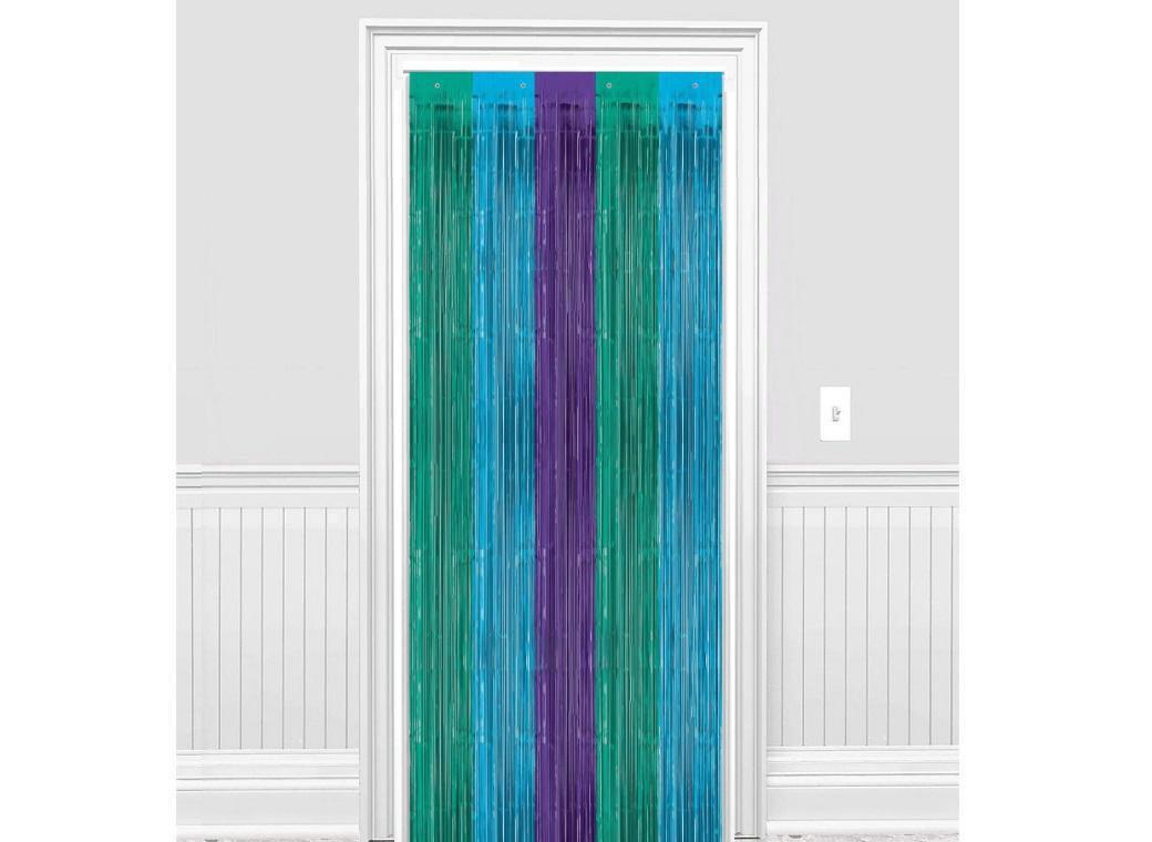 Sparkling Sapphire Foil Fringed Door Curtain