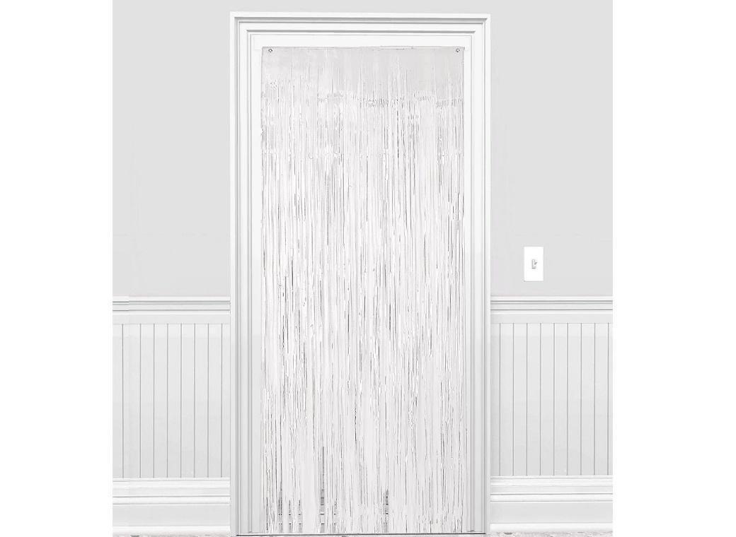 White Foil Fringe Door Curtain