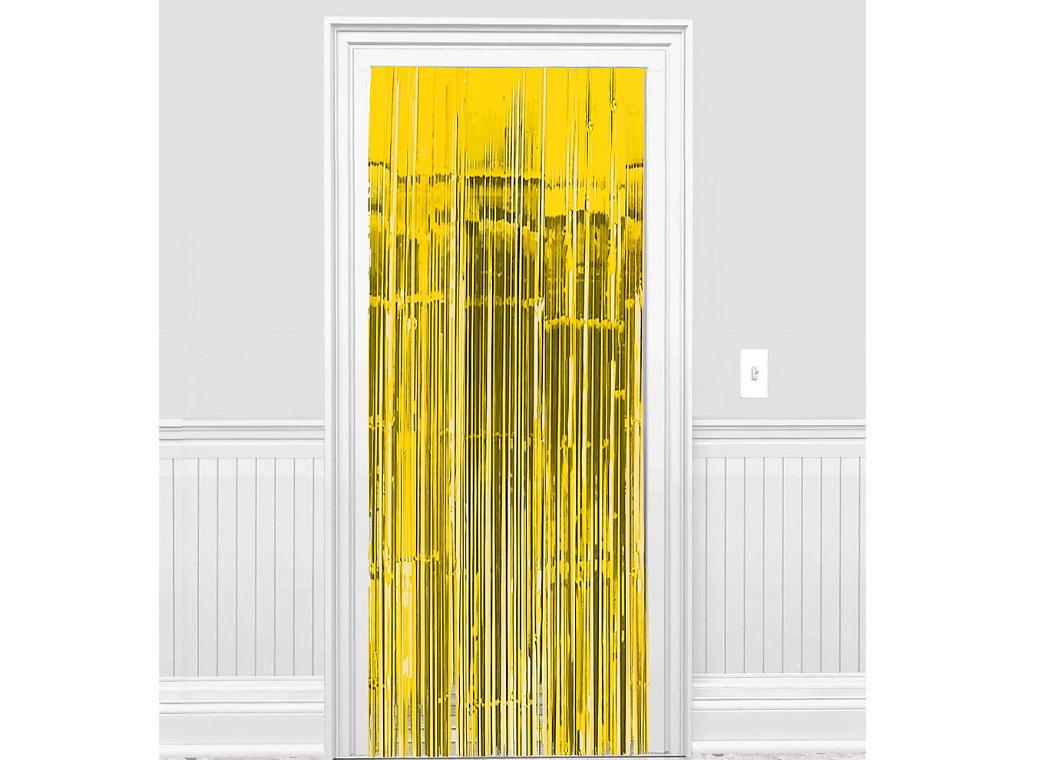 Yellow Foil Fringe Door Curtain