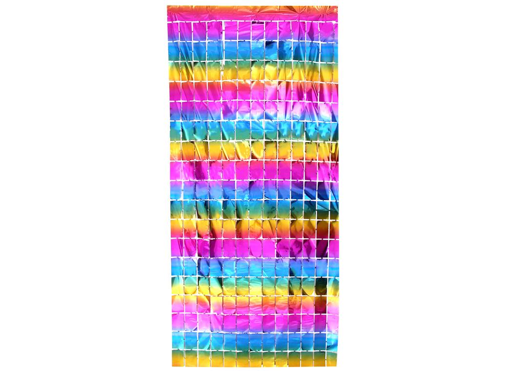 Foil Squares Party Backdrop - Rainbow