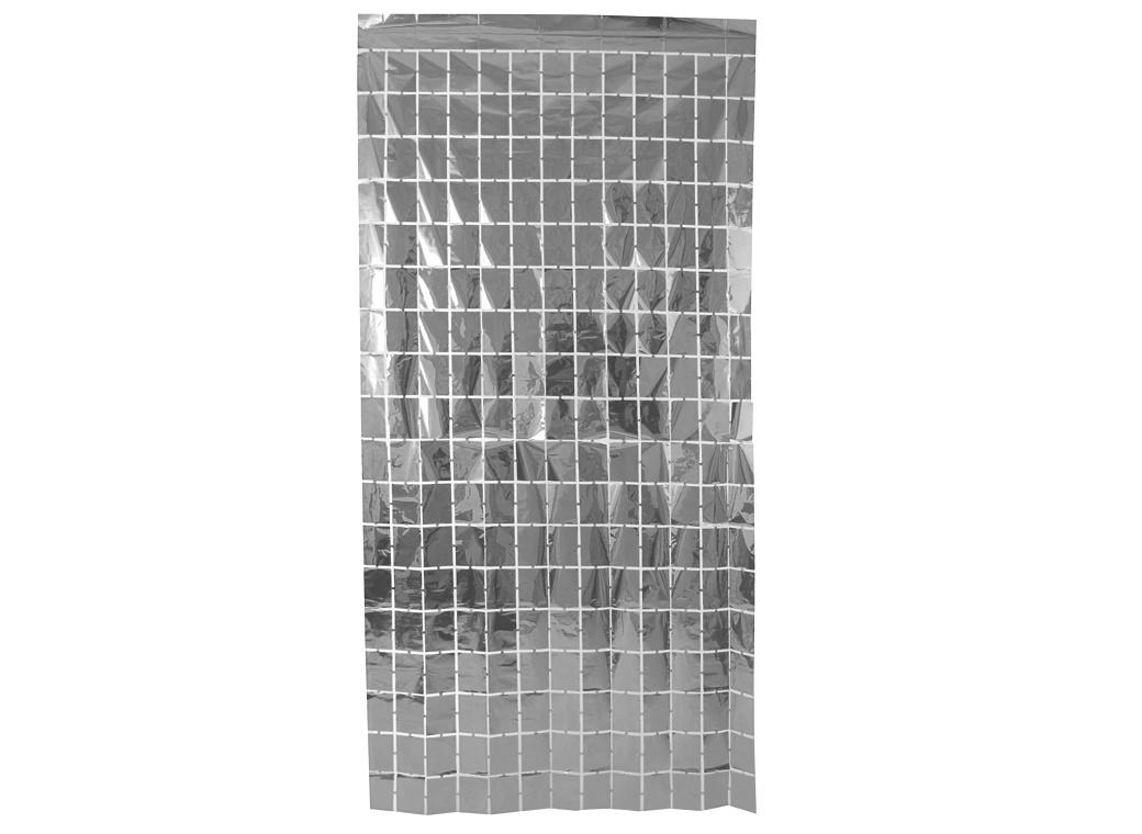 Foil Squares Party Backdrop - Silver