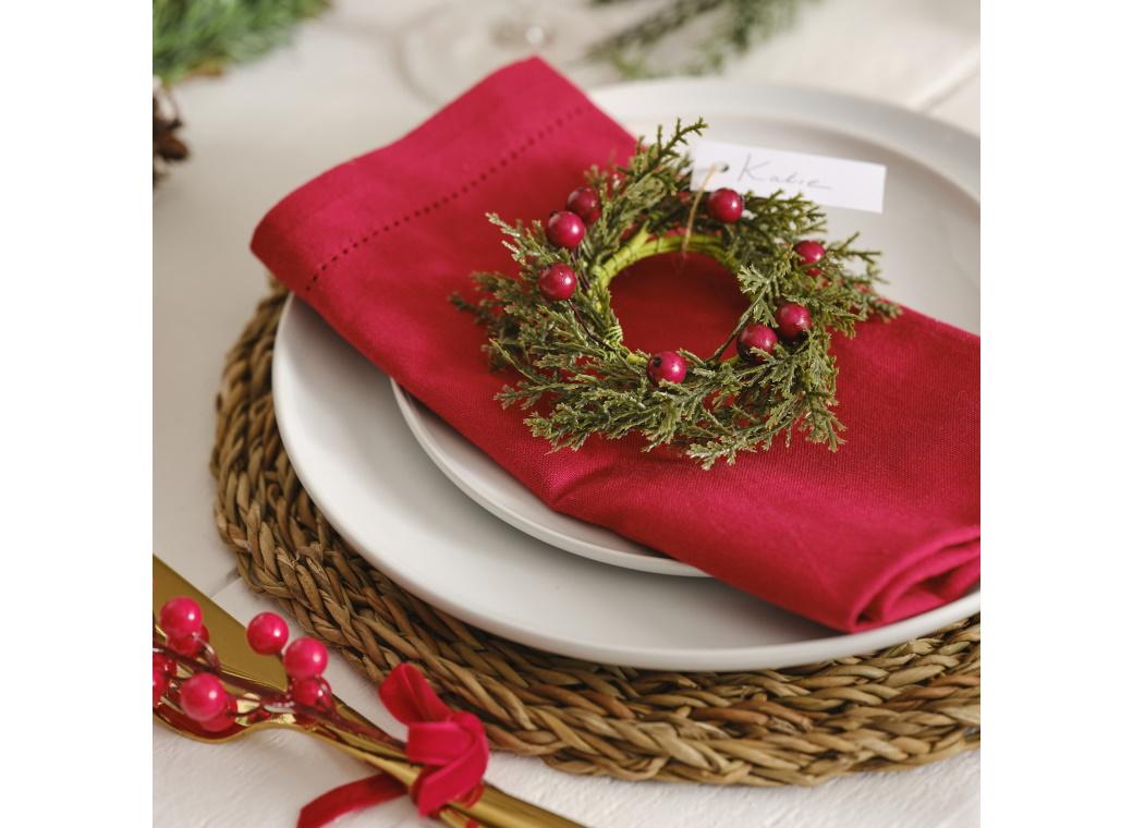 Foliage & Berries Christmas Napkin Rings 6pk