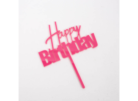 Fun Happy Birthday Cake Topper - Pink