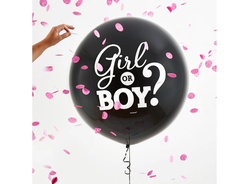 Gender Reveal Balloon with Confetti - Girl