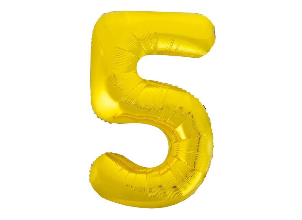 Giant Gold Number Foil Balloon - 5