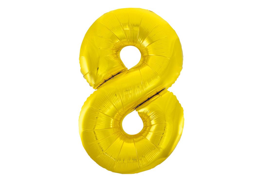 Giant Gold Number Foil Balloon - 8