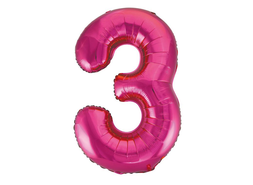 Giant Hot Pink Number Foil Balloon - 3