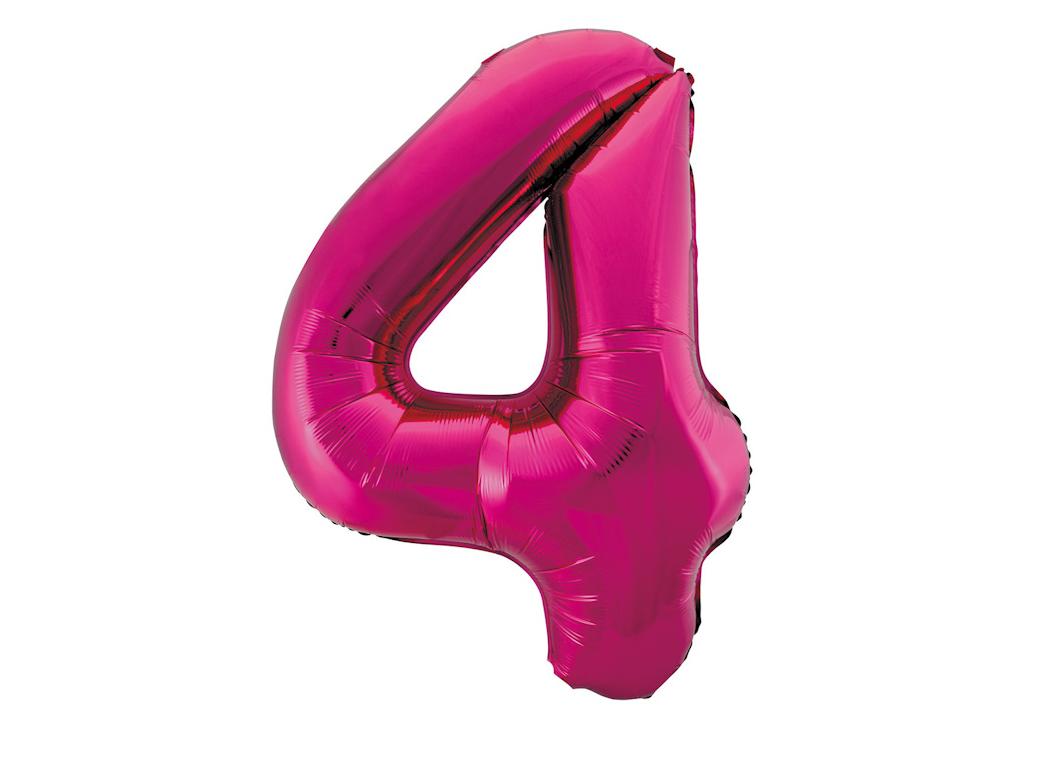 Giant Hot Pink Number Foil Balloon - 4