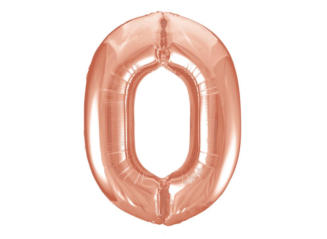 Giant Rose Gold Number Foil Balloon - 0