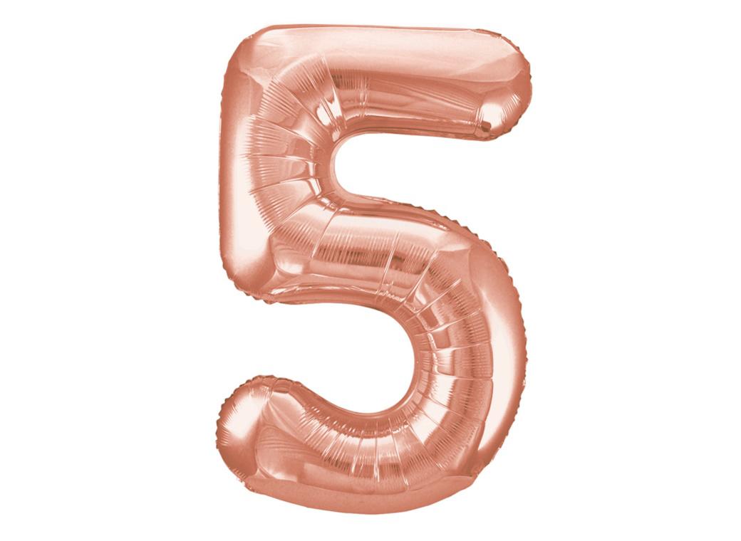 Giant Rose Gold Number Foil Balloon - 5