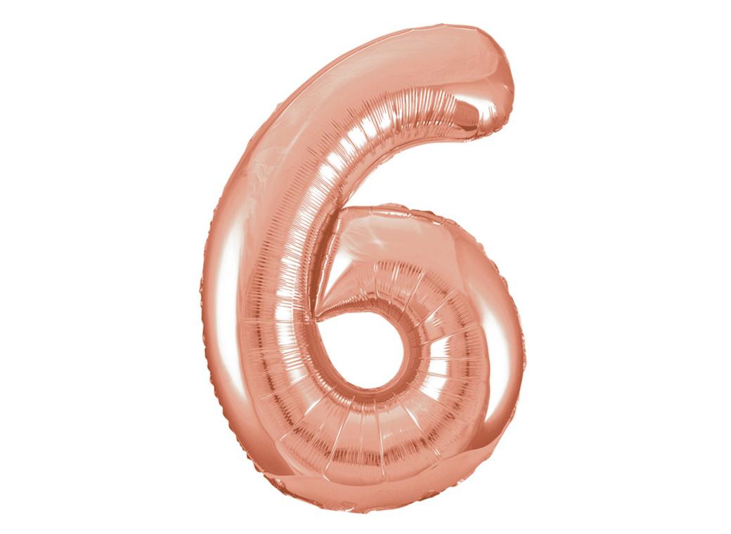 Giant Rose Gold Number Foil Balloon - 6