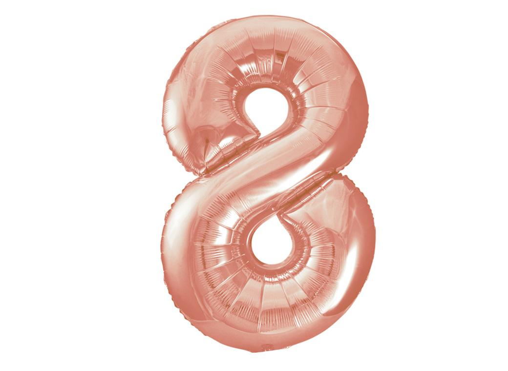 Giant Rose Gold Number Foil Balloon - 8