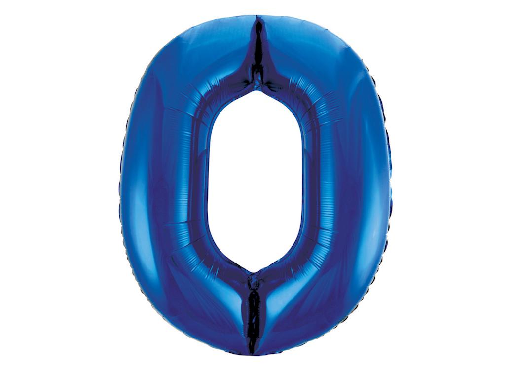 Giant Royal Blue Number Foil Balloon - 0