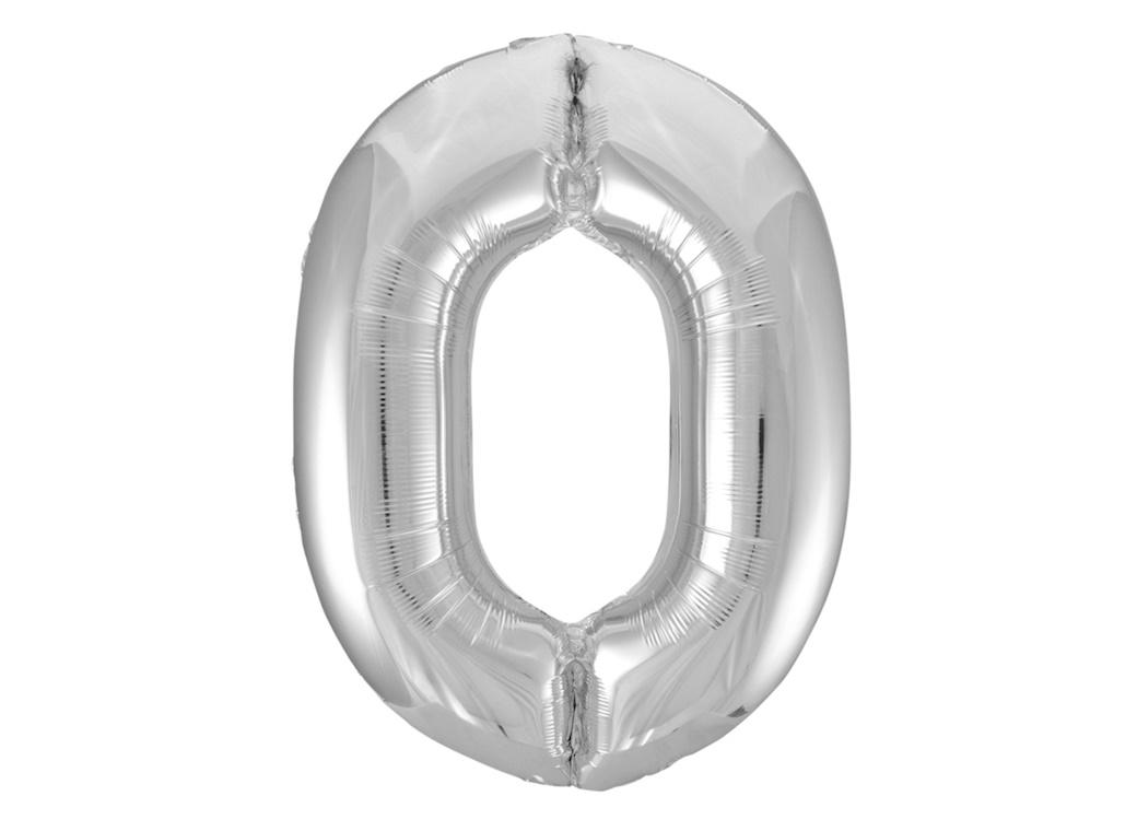 Giant Silver Number Foil Balloon - 0