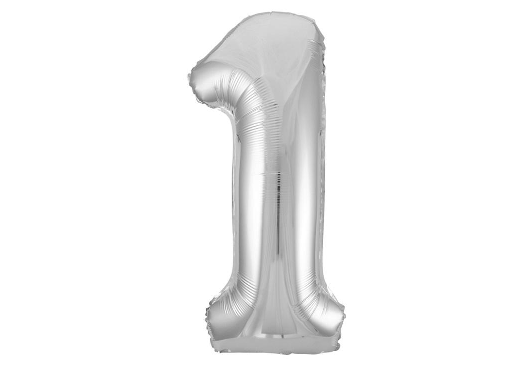 Giant Silver Number Foil Balloon - 1