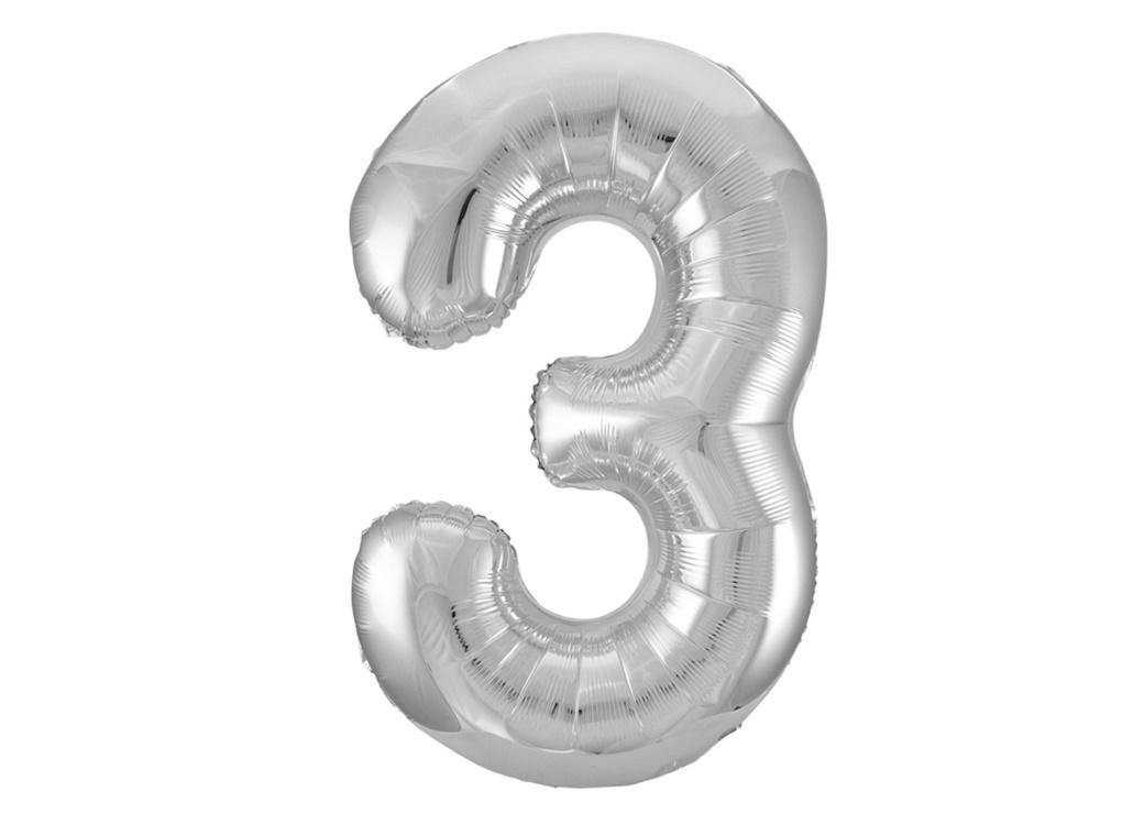 Giant Silver Number Foil Balloon - 3