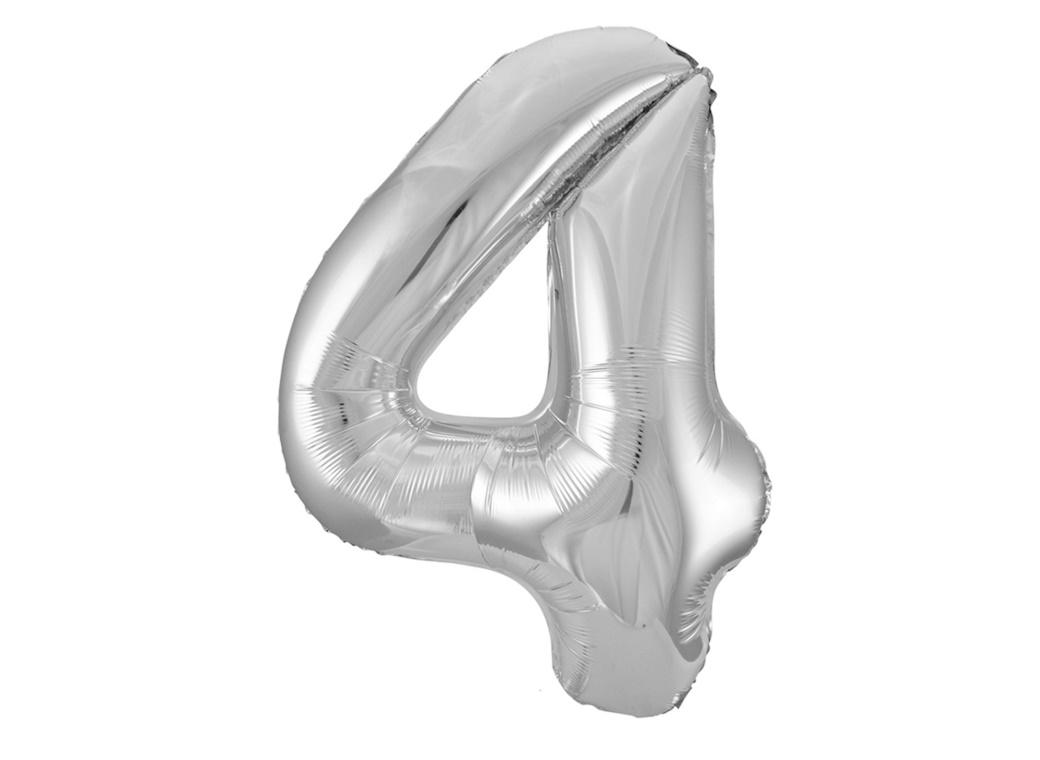 Giant Silver Number Foil Balloon - 4