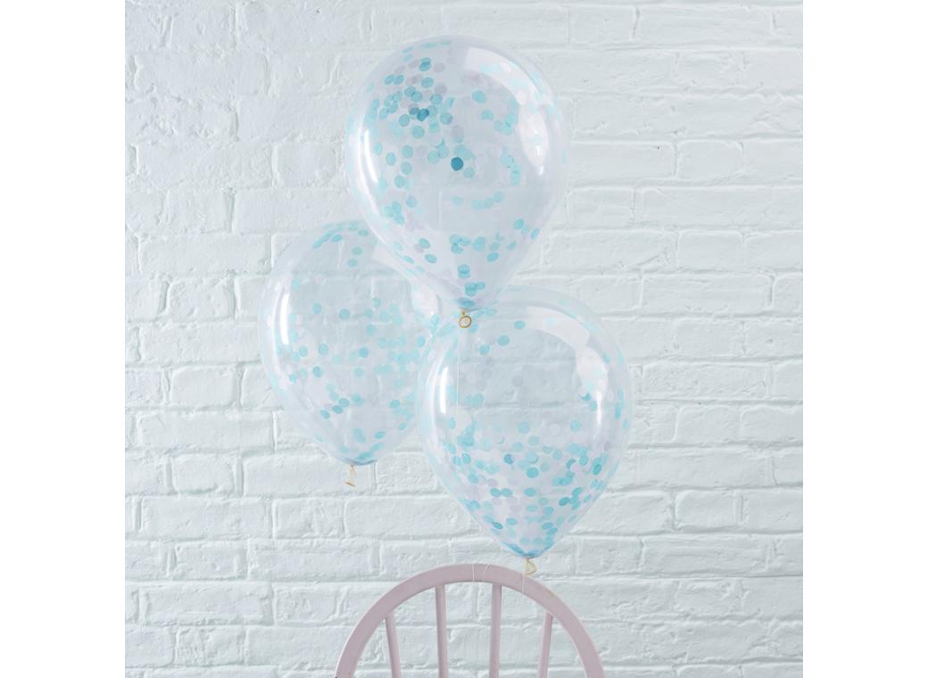 Ginger Ray Blue Confetti Balloons 5pk