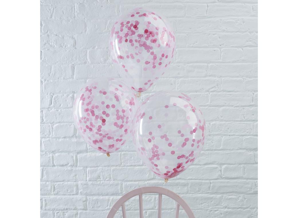 Ginger Ray Pink Confetti Balloons 5pk