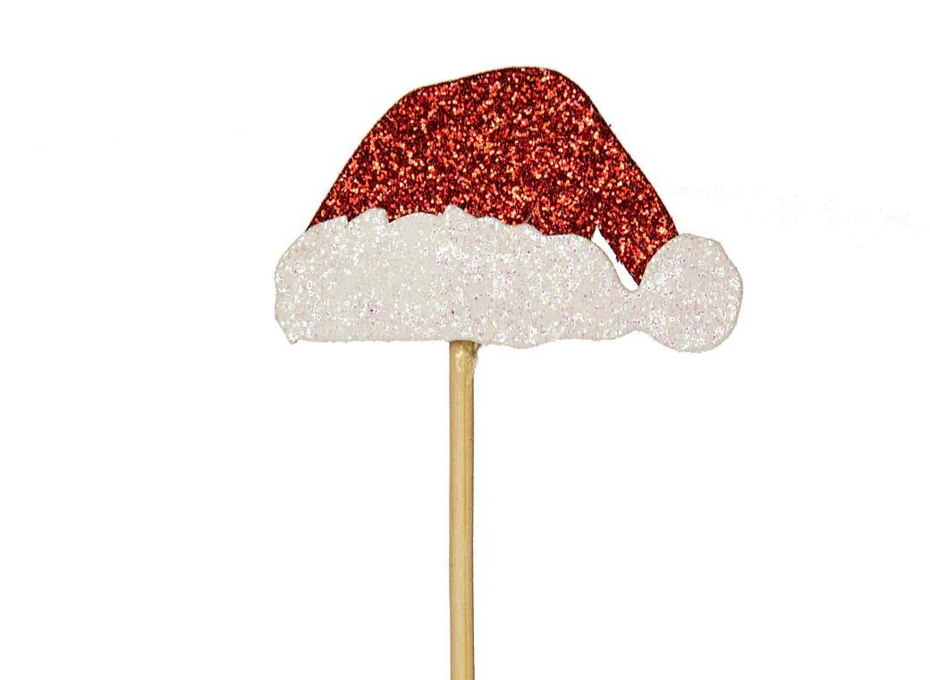 Glitter Santa Hat Cupcake Toppers 12pk