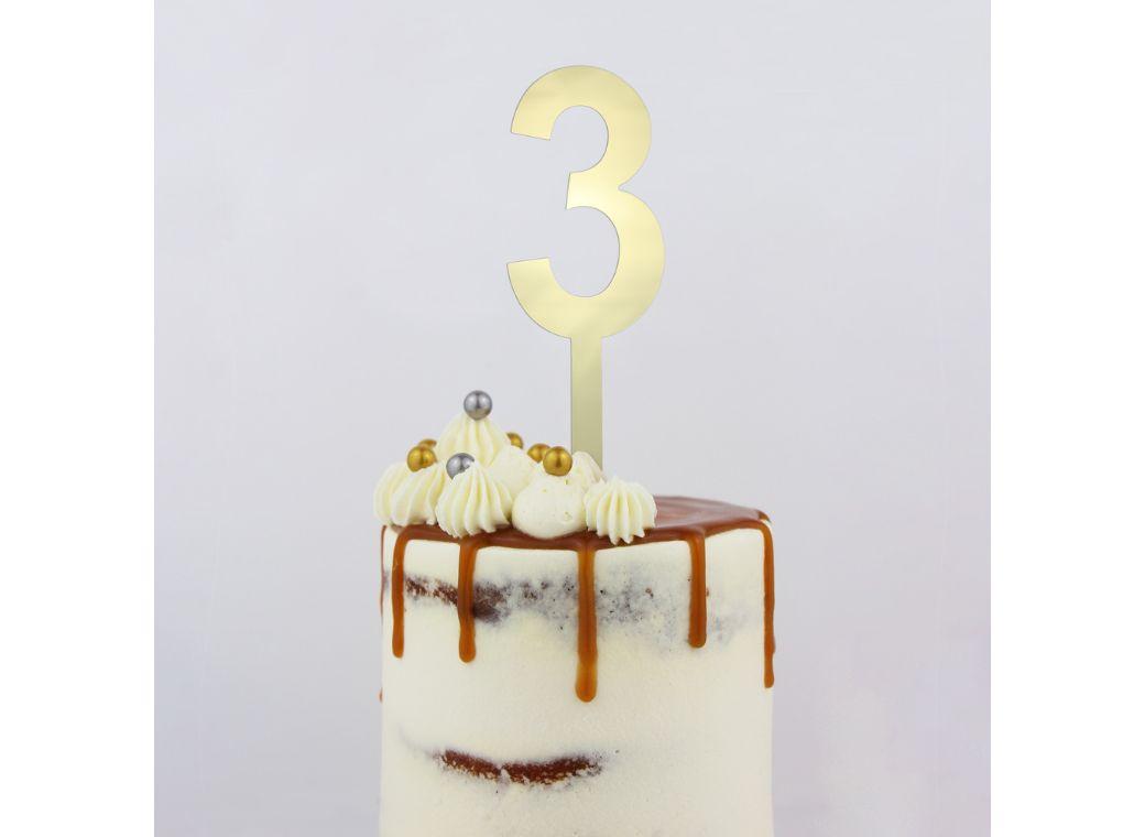 GoBake - Large Gold Mirror Number Topper 3