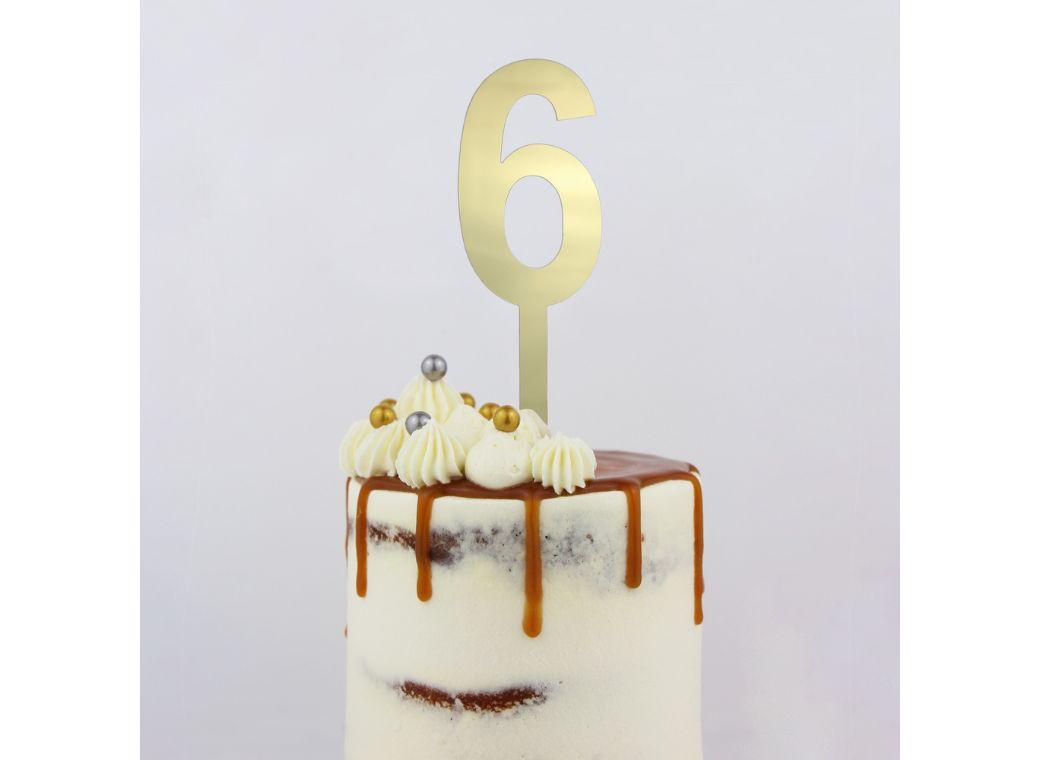 GoBake - Large Gold Mirror Number Topper 6