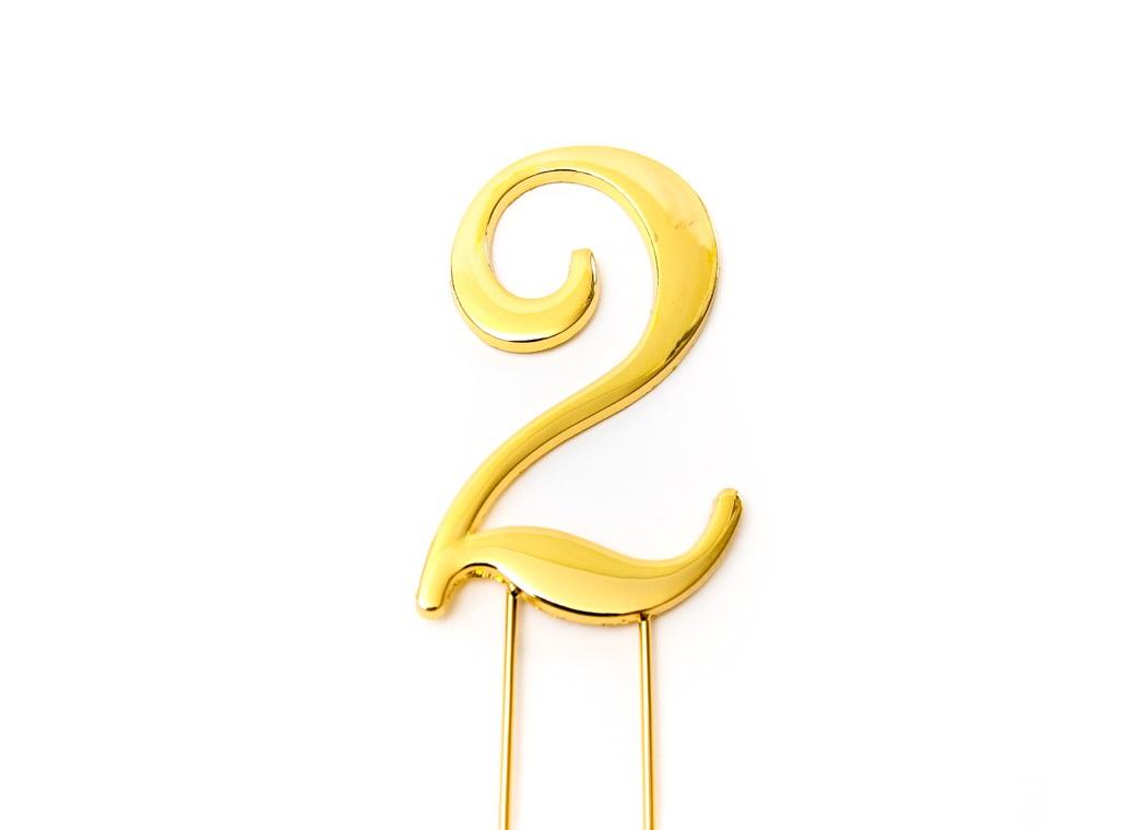 Gold Cake Topper - Number 2