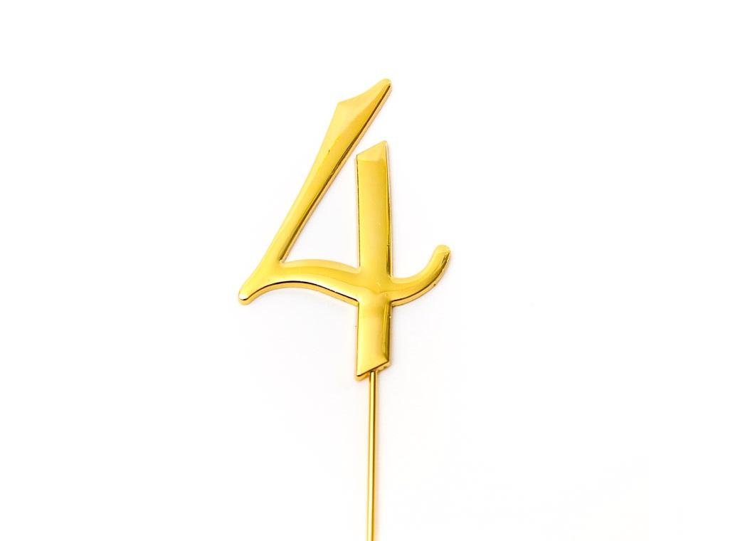 Gold Cake Topper - Number 4