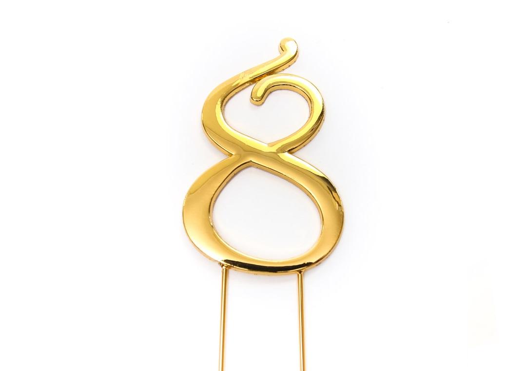 Gold Cake Topper - Number 8