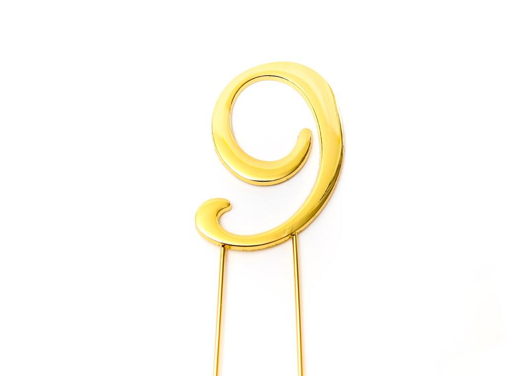 Gold Cake Topper - Number 9