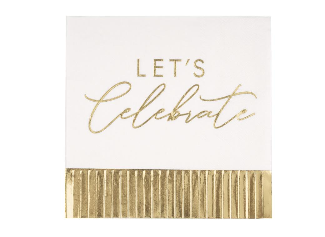 Let's Celebrate Gold Fringe Napkins 16pk