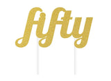 Gold Glitter Cake Topper - Fifty