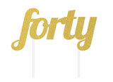 Gold Glitter Cake Topper - Forty