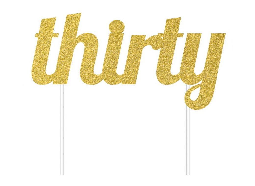 Gold Glitter Cake Topper - Thirty