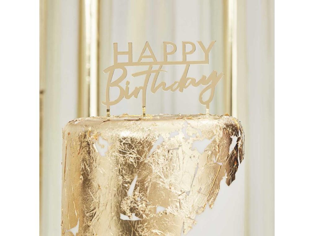 Happy Birthday Gold Cake Topper