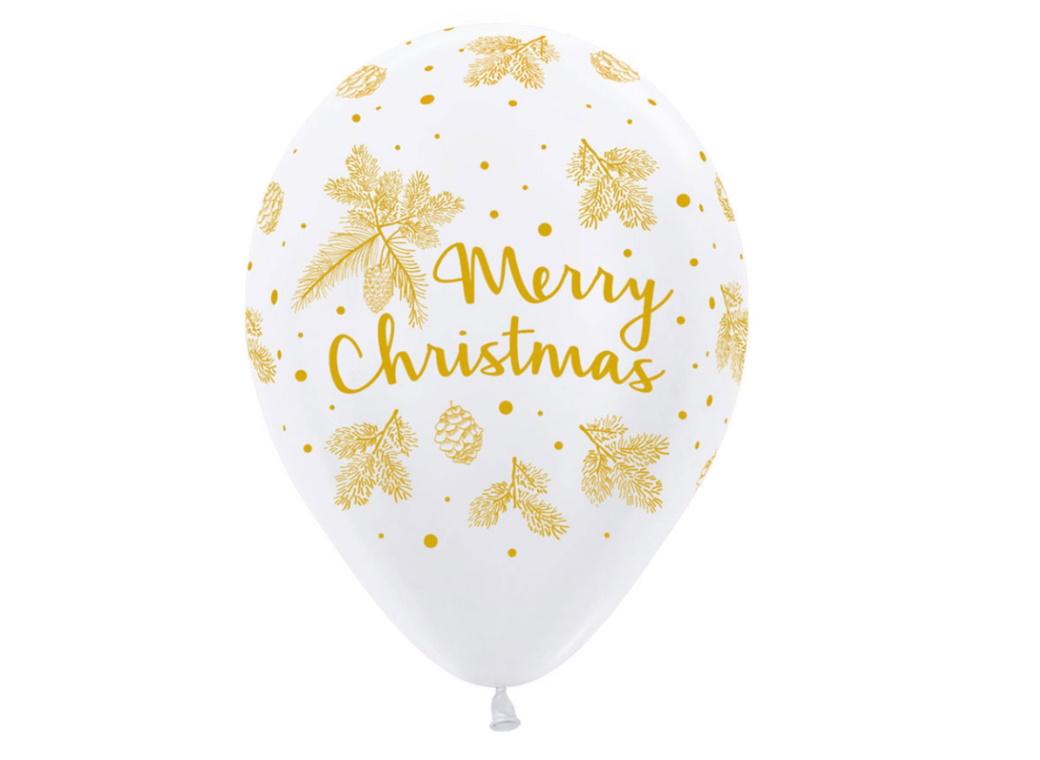 Gold Merry Christmas Balloons 5pk