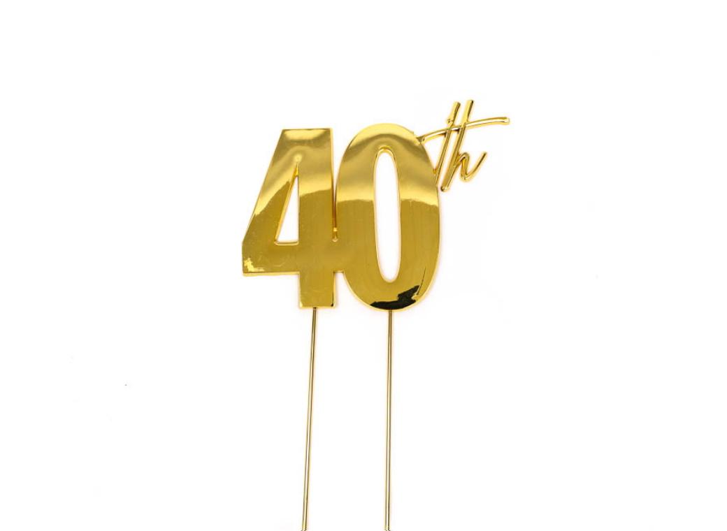 Gold Metal Cake Topper - 40th