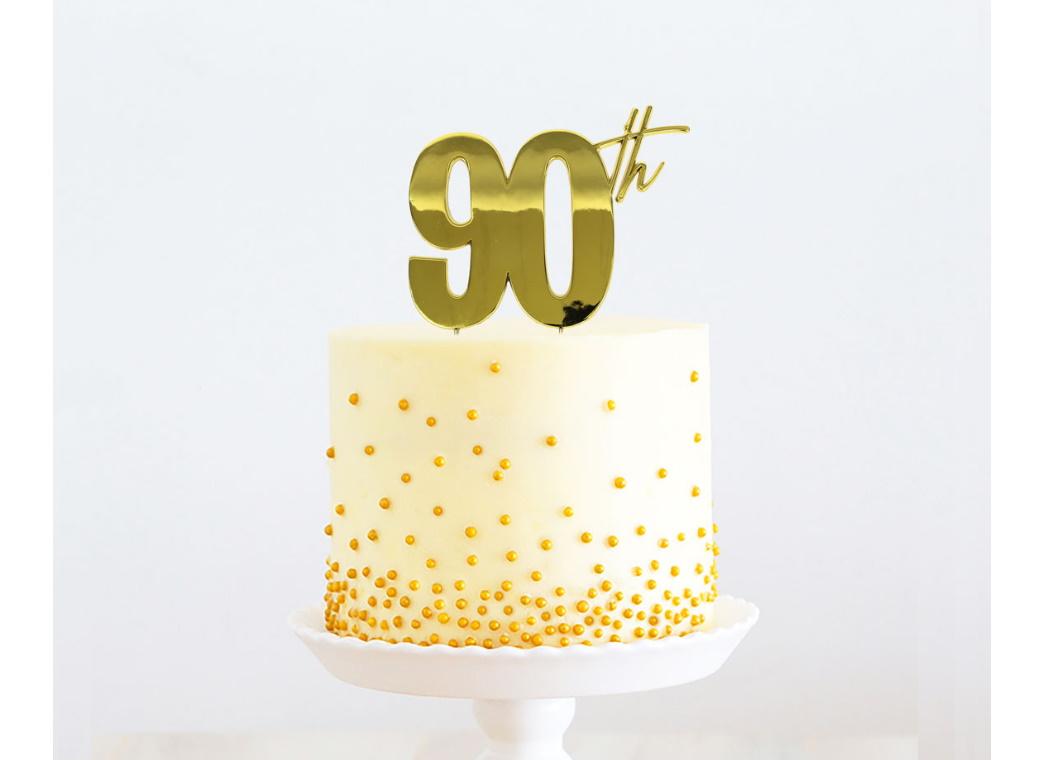 Gold Metal Cake Topper - 90th