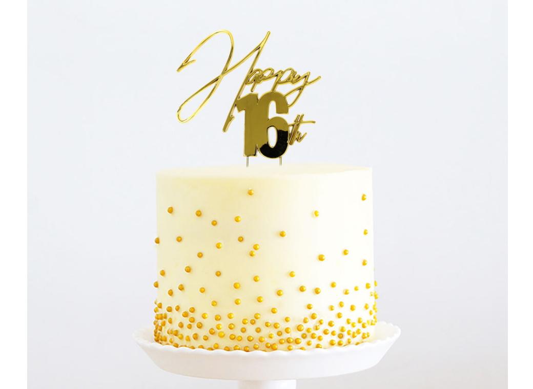 Gold Metal Cake Topper - Happy 16th