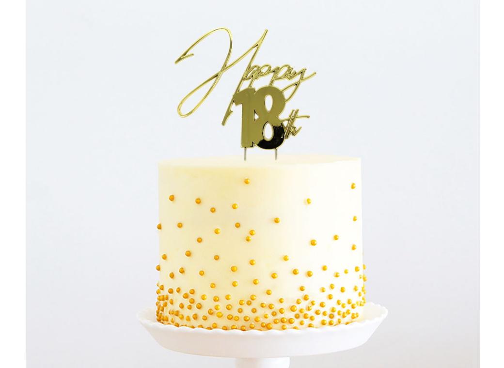 Gold Metal Cake Topper - Happy 18th