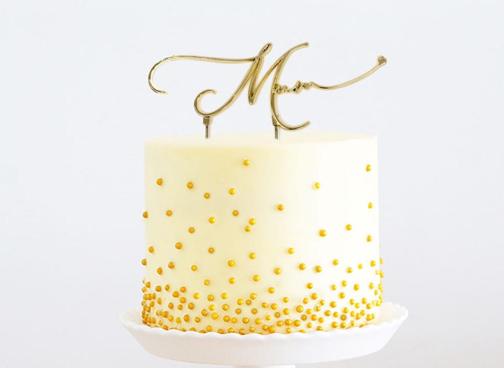 Gold Metal Cake Topper - Mum