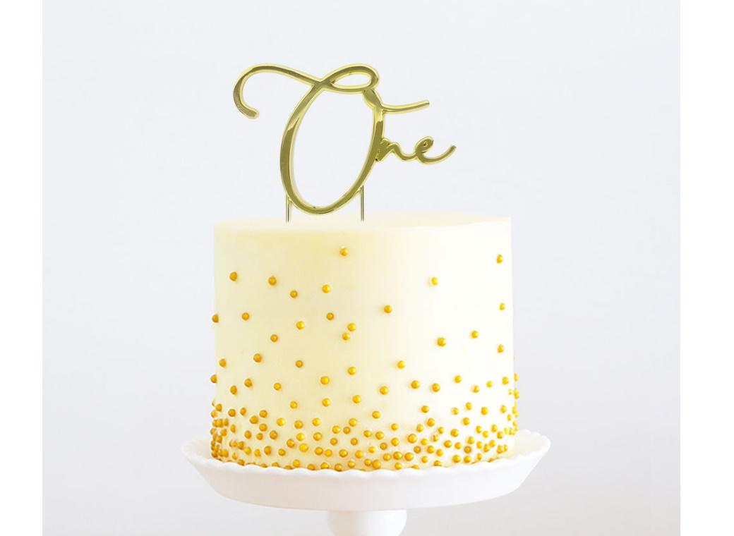 Gold Metal Cake Topper - One