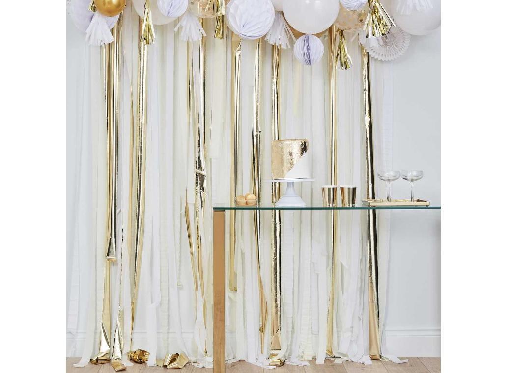 Gold Metallic Streamer Backdrop