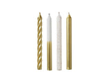 Metallic Mix Gold Candles 12pk